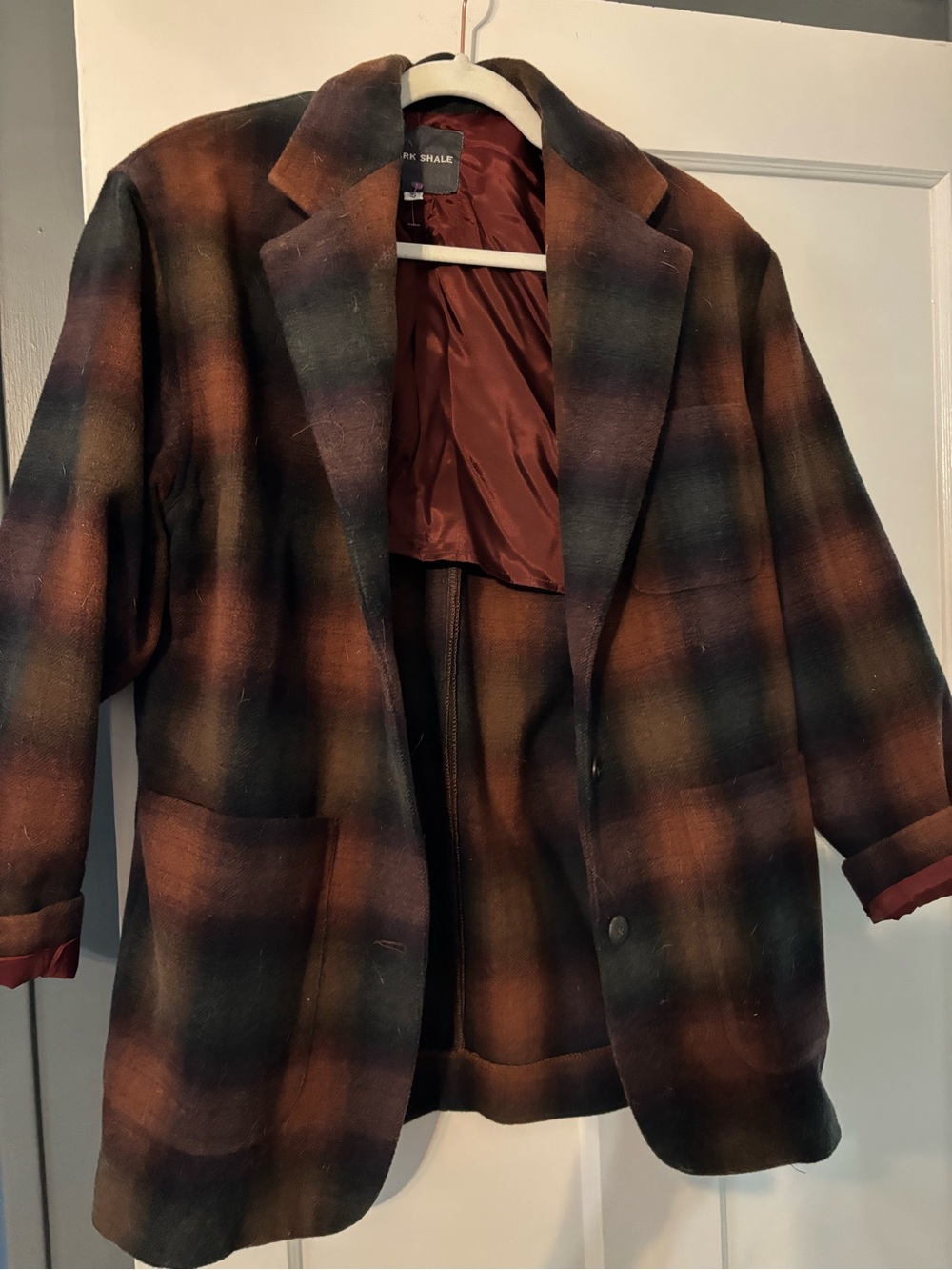 Dark Plaid Blazer Jacket in Rust and Black - Park & Shale